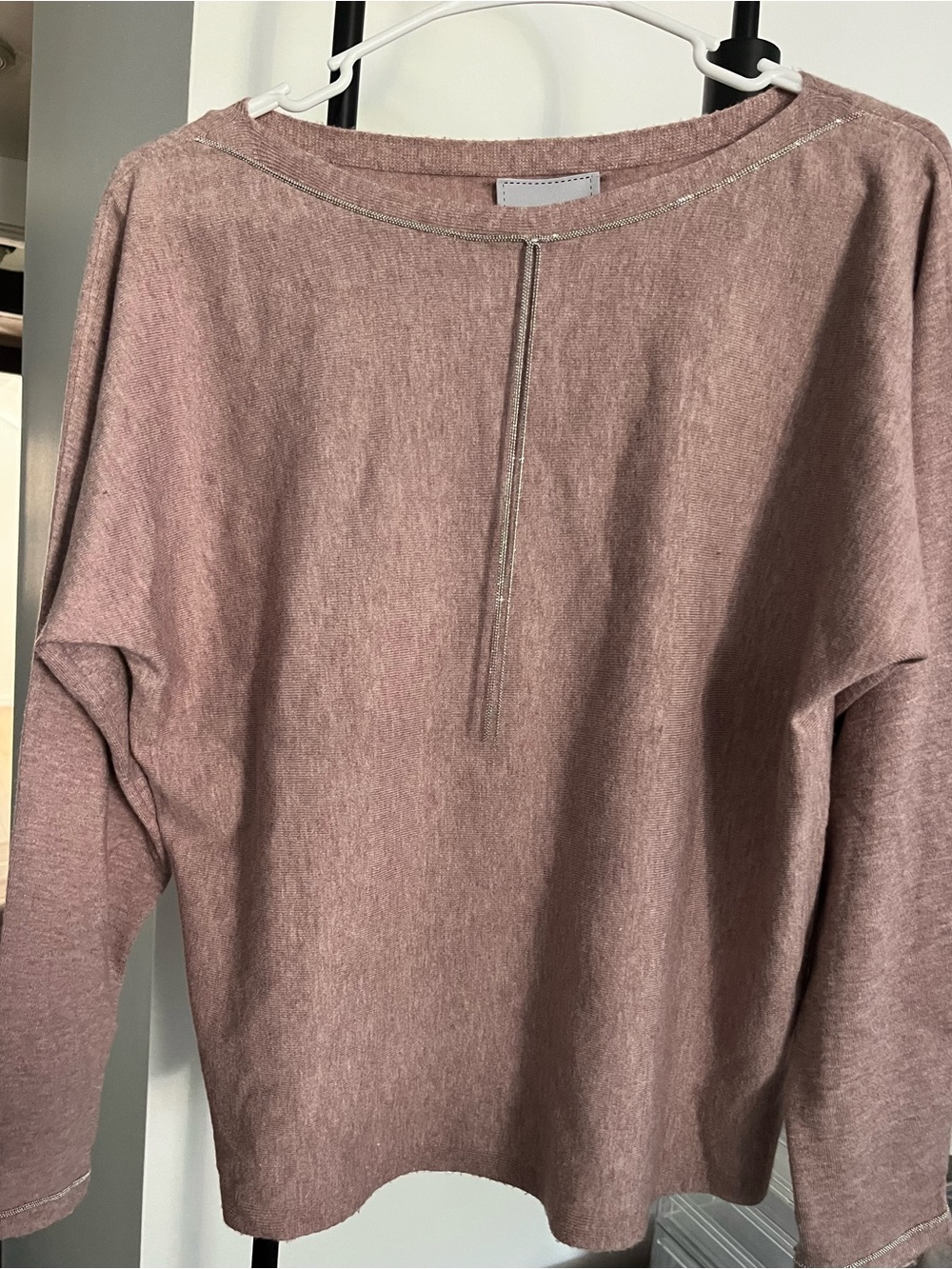 Milano Dusty Rose Scoop Neck Sweater with Center Seam